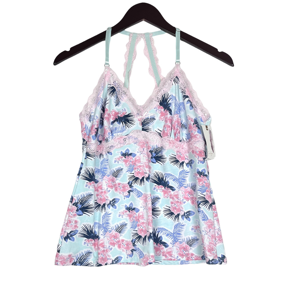 NWT Jessica Simpson Lace Cami Sleep Top Stretchy Adjustable Straps Small